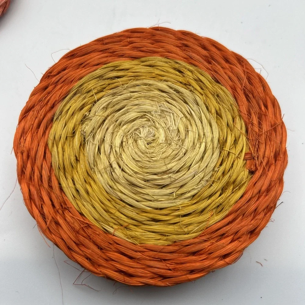 Lot 7 Orange/ Beige/Apple Coasters Retro 70's Natural fiber Woven Farmhouse Fall